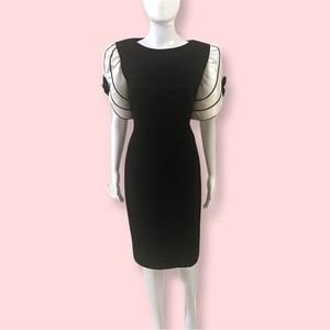 Karen Lawrence 80s puff sleeve cocktail dress black white
